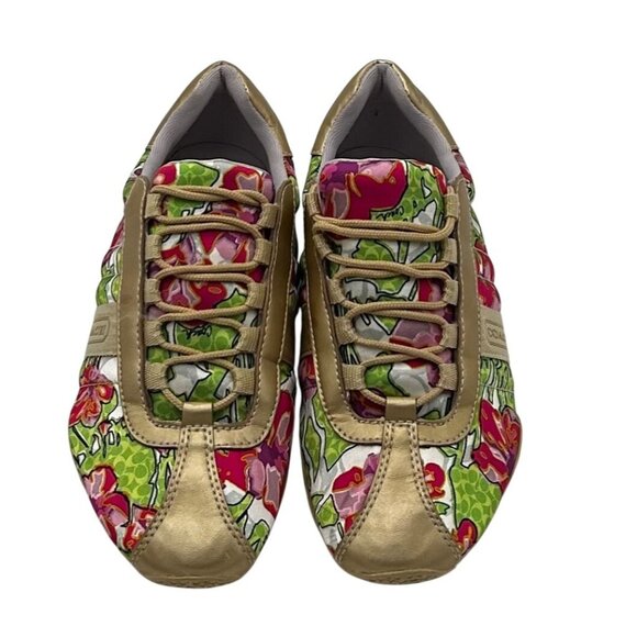 Coach Kirby Floral Print Sneakers Womens Sz 7M Y2K Leatherware Bold Color Pop - Picture 1 of 8